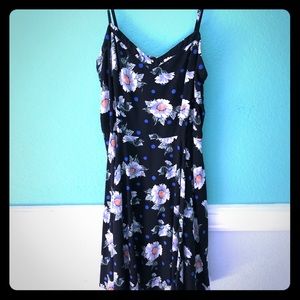 Spaghetti strap dress with flowers and polka dots